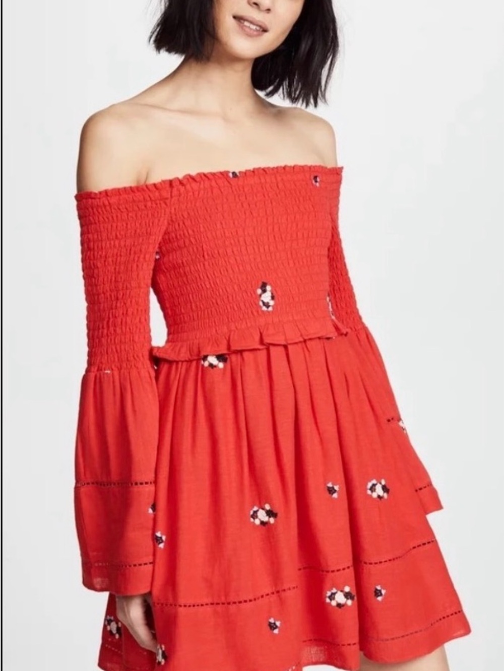 Free People Counting Daisies off-shoulder mini dress
